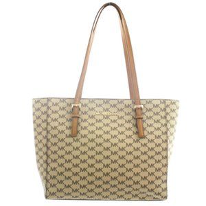MICHAEL KORS BEIGE SIGNATURE LOGO SHOULDER TOTE BAG NEW